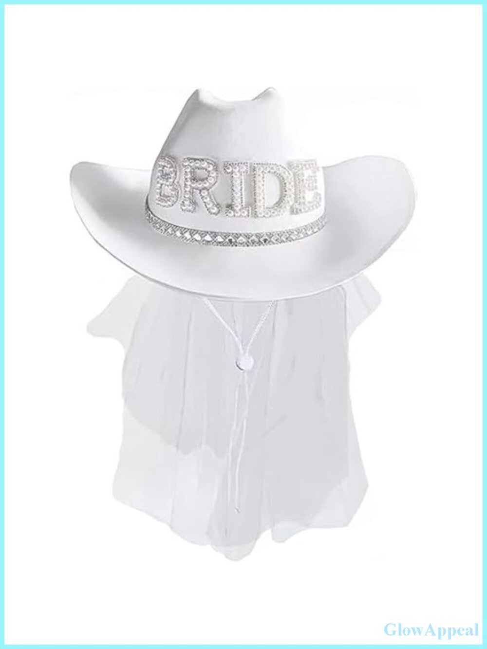 White Velvet Fur Bridal Cowboy Hat with Veil